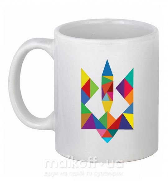 Чашка керамічна Герб - мозаїка Білий фото