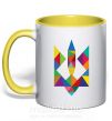 Чашка з кольоровою ручкою Герб - мозаїка Сонячно жовтий фото