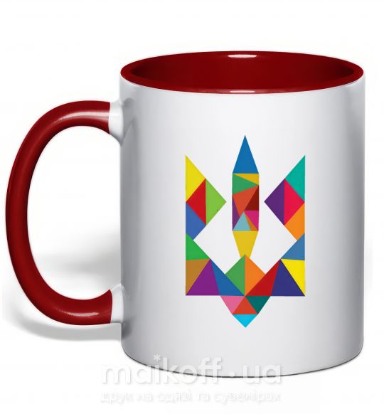 Чашка з кольоровою ручкою Герб - мозаїка Червоний фото