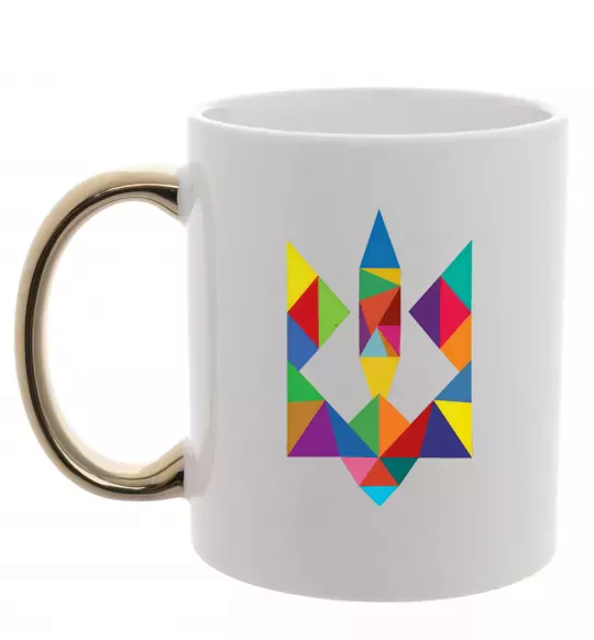 Чашка с цветной ручкой Герб - мозаїка Золото фото