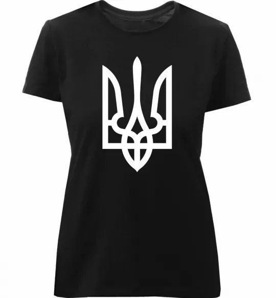 Жіноча преміум футболка Білий герб Чорний фото
