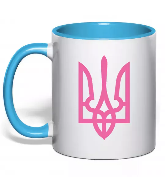 Чашка с цветной ручкой Герб рожевий Голубой фото