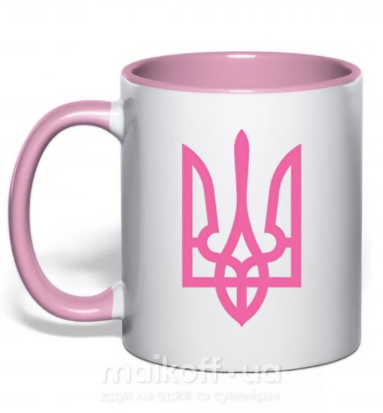 Чашка с цветной ручкой Герб рожевий Нежно розовый фото