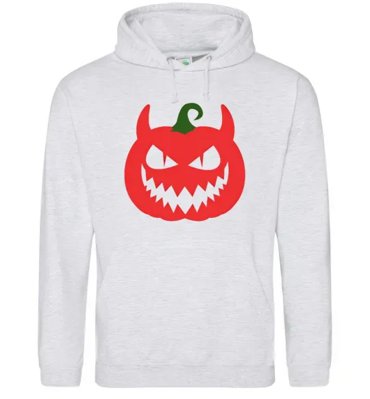 Жіноча толстовка (худі) Злий гарбуз Сірий меланж фото