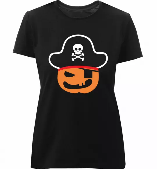 Женская премиум футболка ТЫКВА-ПИРАТ Черный фото
