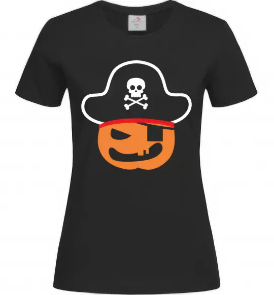 Женская футболка ТЫКВА-ПИРАТ Черный фото