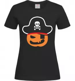 Женская футболка ТЫКВА-ПИРАТ Черный фото