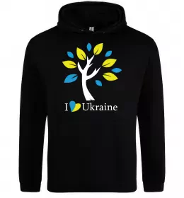 Женская толстовка (худи) Україна - дерево Черный фото