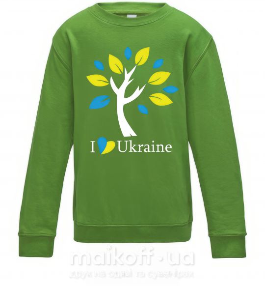 Детский Свитшот Україна - дерево Лаймовый фото