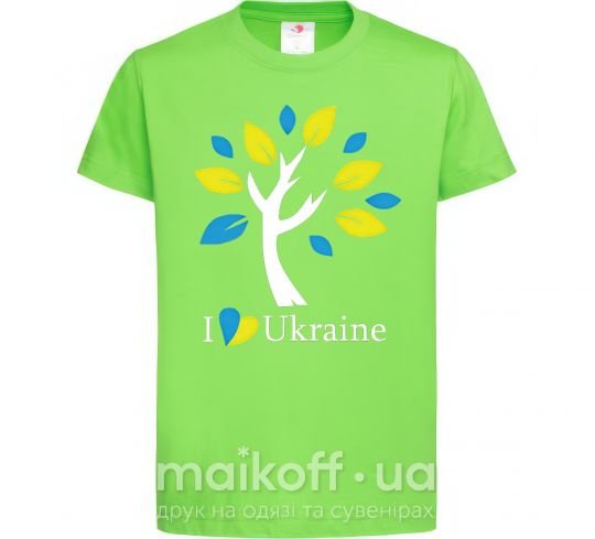 Дитяча футболка Україна - дерево Лаймовий фото