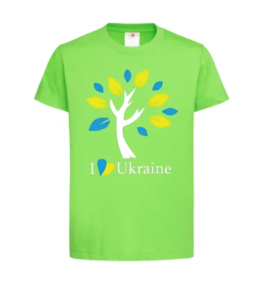 Дитяча футболка Україна - дерево Лаймовий фото