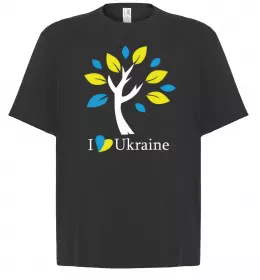 Футболка Оверсайз Україна - дерево Черный фото