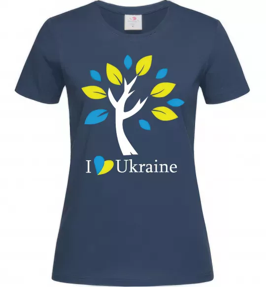 Женская футболка Україна - дерево Темно-синий фото