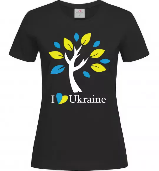Женская футболка Україна - дерево Черный фото