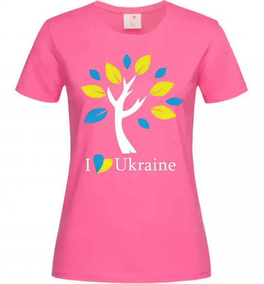 Женская футболка Україна - дерево Ярко-розовый фото