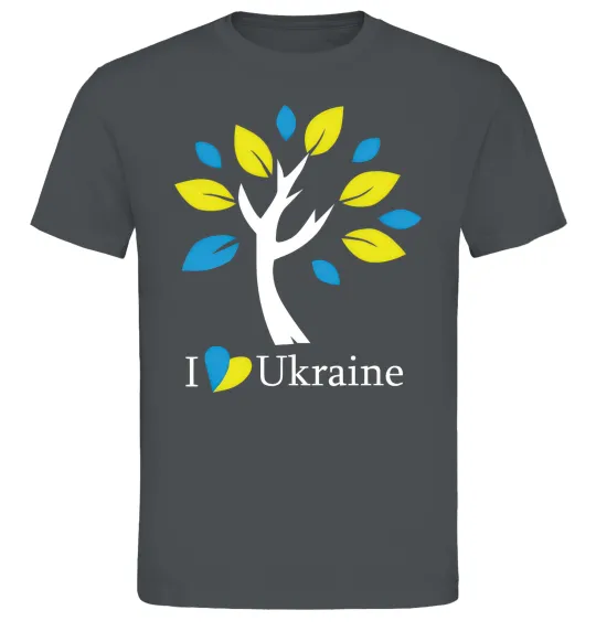 Мужская футболка Україна - дерево Графит фото