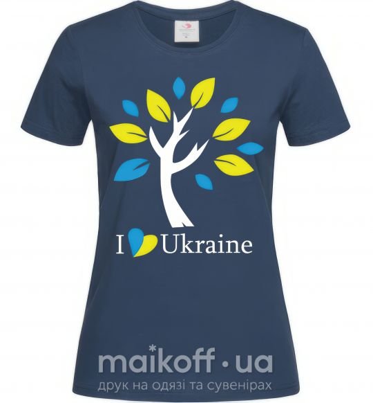 Женская футболка Україна - дерево Темно-синий фото