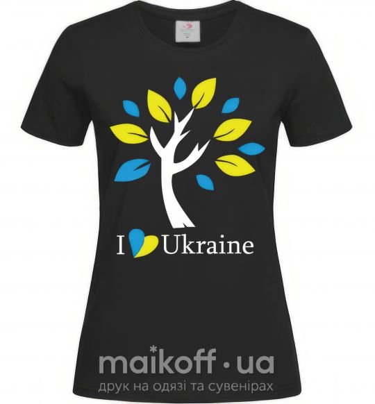 Женская футболка Україна - дерево Черный фото