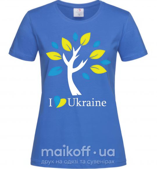 Жіноча футболка Україна - дерево Яскраво-синій фото