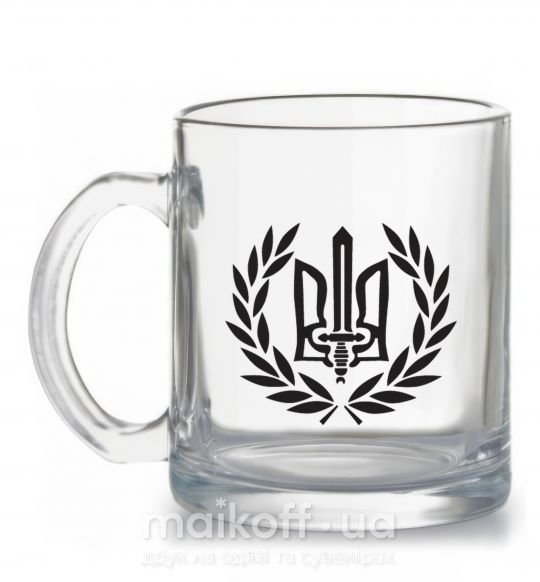 Чашка стеклянная Україна тризуб-меч Прозрачный фото