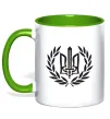 Чашка с цветной ручкой Україна тризуб-меч Лаймовый Чашка с цветной ручкой Україна тризуб-меч Лаймовый фото