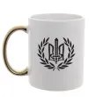 Чашка з кольоровою ручкою Україна тризуб-меч Золото фото
