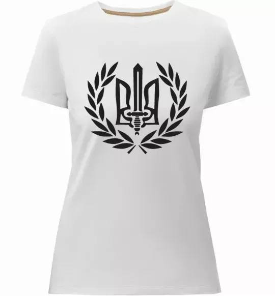 Женская премиум футболка Україна тризуб-меч Белый фото