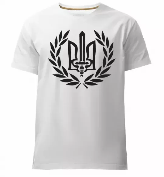 Мужская премиум футболка Україна тризуб-меч Белый фото