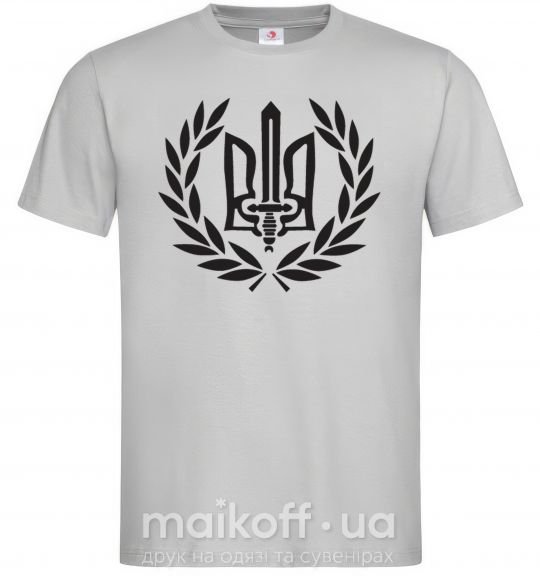 Мужская футболка Україна тризуб-меч Серый фото