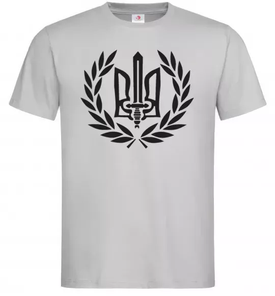 Мужская футболка Україна тризуб-меч Серый фото