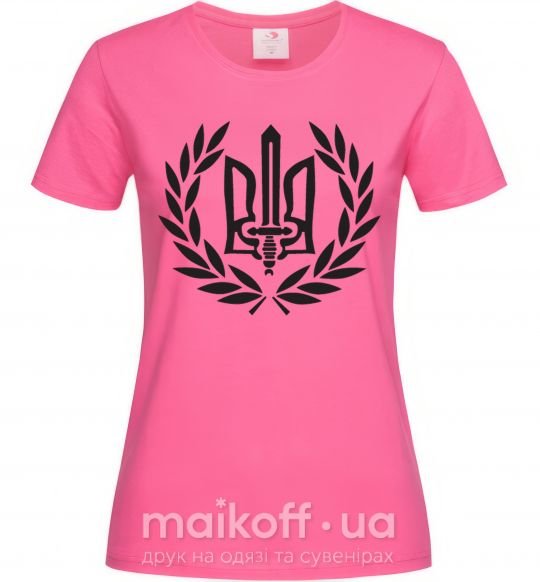 Женская футболка Україна тризуб-меч Ярко-розовый фото