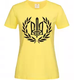 Женская футболка Україна тризуб-меч Лимонный фото