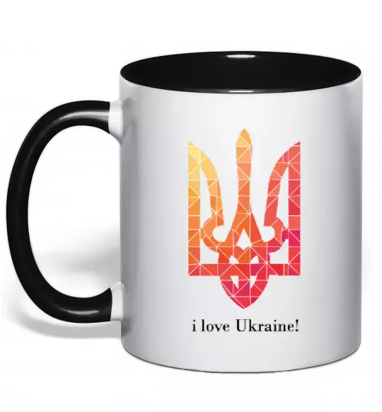 Чашка с цветной ручкой I love Ukraine Черный фото