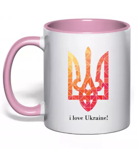Чашка с цветной ручкой I love Ukraine Нежно розовый фото