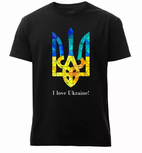 Мужская премиум футболка Я люблю Україну Черный фото