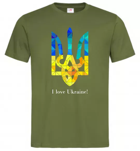 Мужская футболка Я люблю Україну Оливковый фото
