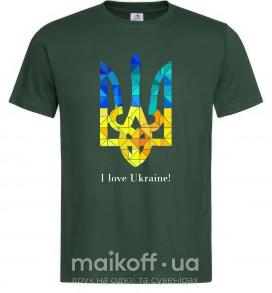 Мужская футболка Я люблю Україну Темно-зеленый фото
