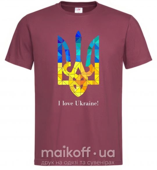 Чоловіча футболка Я люблю Україну Бордовий фото