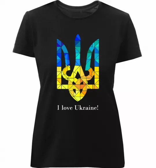 Жіноча преміум футболка Я люблю Україну Чорний фото