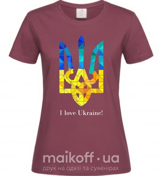 Жіноча футболка Я люблю Україну Бордовий фото