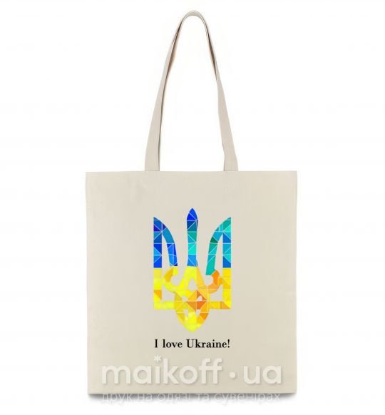 Еко-сумка Я люблю Україну Бежевий фото