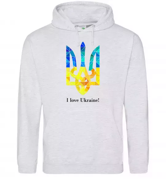 Жіноча толстовка (худі) Я люблю Україну Сірий меланж фото