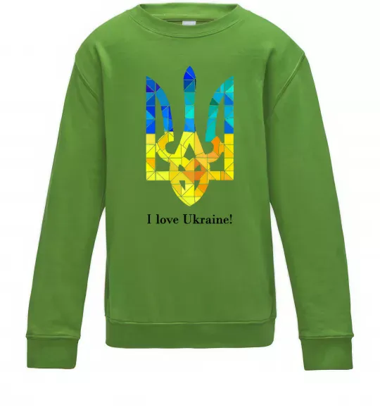 Детский Свитшот Я люблю Україну Лаймовый фото