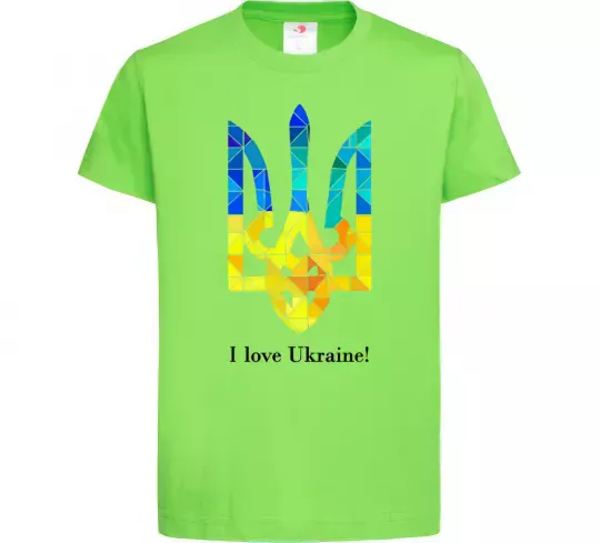 Дитяча футболка Я люблю Україну Лаймовий фото