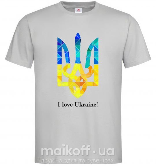Мужская футболка Я люблю Україну Серый фото