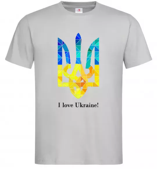 Мужская футболка Я люблю Україну Серый фото