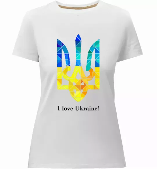 Жіноча преміум футболка Я люблю Україну Білий фото