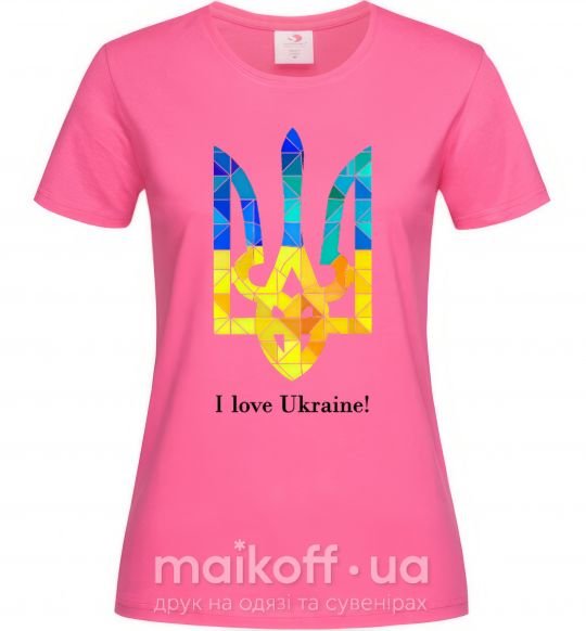 Женская футболка Я люблю Україну Ярко-розовый фото