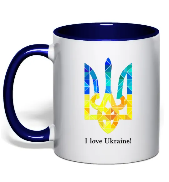 Чашка с цветной ручкой Я люблю Україну Глубокий темно-синий фото