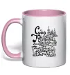 Чашка з кольоровою ручкою Київ Ніжно рожевий фото